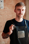 Indoor Linen Apron with Leather Stripes